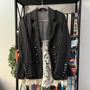 Free People Military-Inspired Jacket with Lace, Size XS